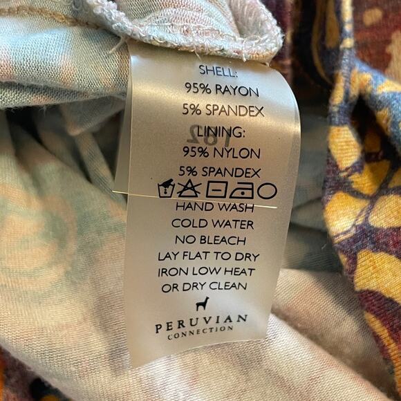 Peruvian Connection Savannah Dress Womens Medium Ruched Faux Wrap Midi Cocktail - Picture 9 of 12